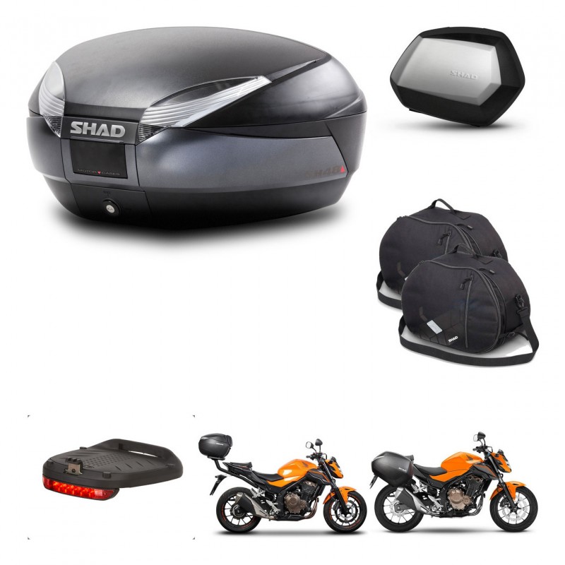 SHAD Maletas SH35 PREMIUM + soporte montaje baul SH48 accesorios DARK GREY KIT-464292