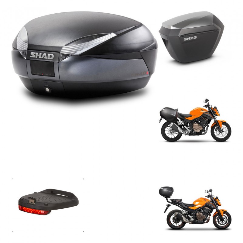 SHAD Maletas sh23 alu + soporte montaje baul SH48 accesorios DARK GREY PREMIUM KIT-464293