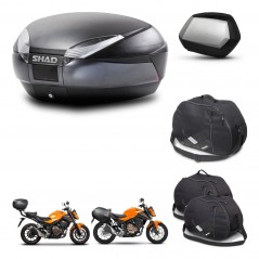 SHAD Maletas SH35 PREMIUM + soporte montaje baul SH48 accesorios DARK GREY KIT-464298