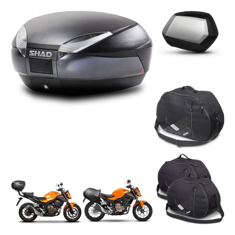 SHAD Maletas SH35 PREMIUM + soporte montaje baul SH48 accesorios DARK GREY KIT-464298