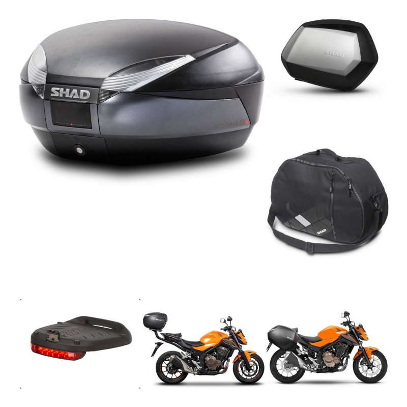 SHAD SH35 PREMIUM suitcases + mounting bracket SH48 trunk accessories DARK GREY KIT-464303