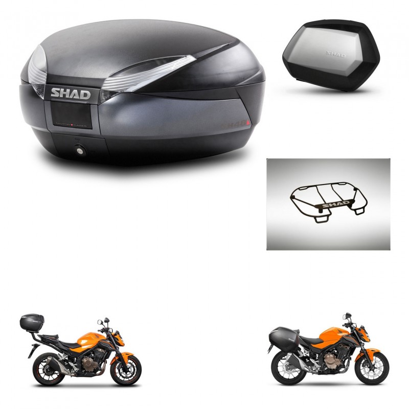 SHAD SH35 PREMIUM suitcases + mounting bracket SH48 trunk accessories DARK GREY KIT-464309