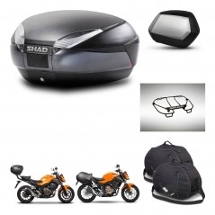SHAD Maletas SH35 PREMIUM + soporte montaje baul SH48 accesorios DARK GREY KIT-464310