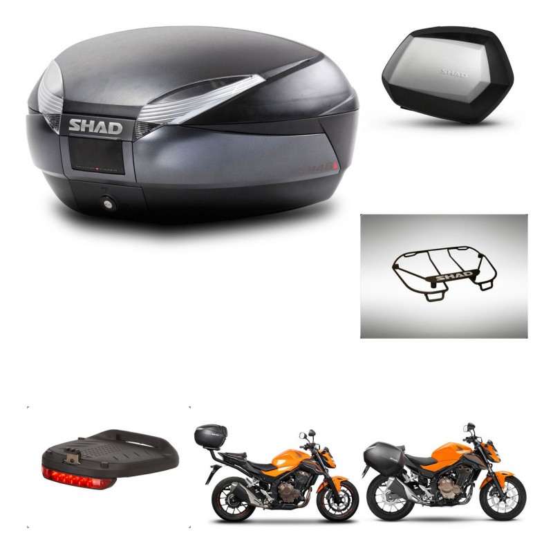 SHAD SH35 PREMIUM suitcases + mounting bracket SH48 trunk accessories DARK GREY KIT-464315