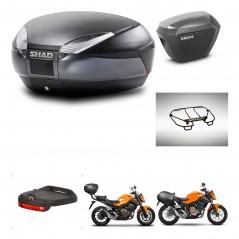 SHAD Maletas sh23 alu + soporte montaje baul SH48 accesorios DARK GREY PREMIUM KIT-464317