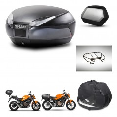 SHAD Maletas SH35 PREMIUM + soporte montaje baul SH48 accesorios DARK GREY KIT-464321