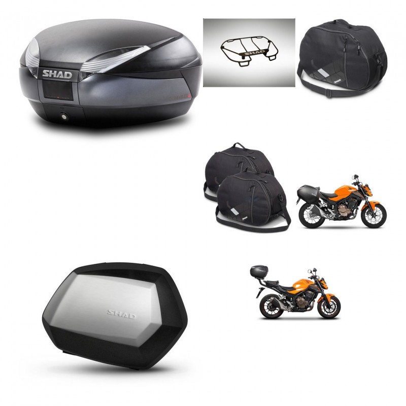 SHAD SH35 PREMIUM suitcases + mounting bracket SH48 trunk accessories DARK GREY KIT-464322