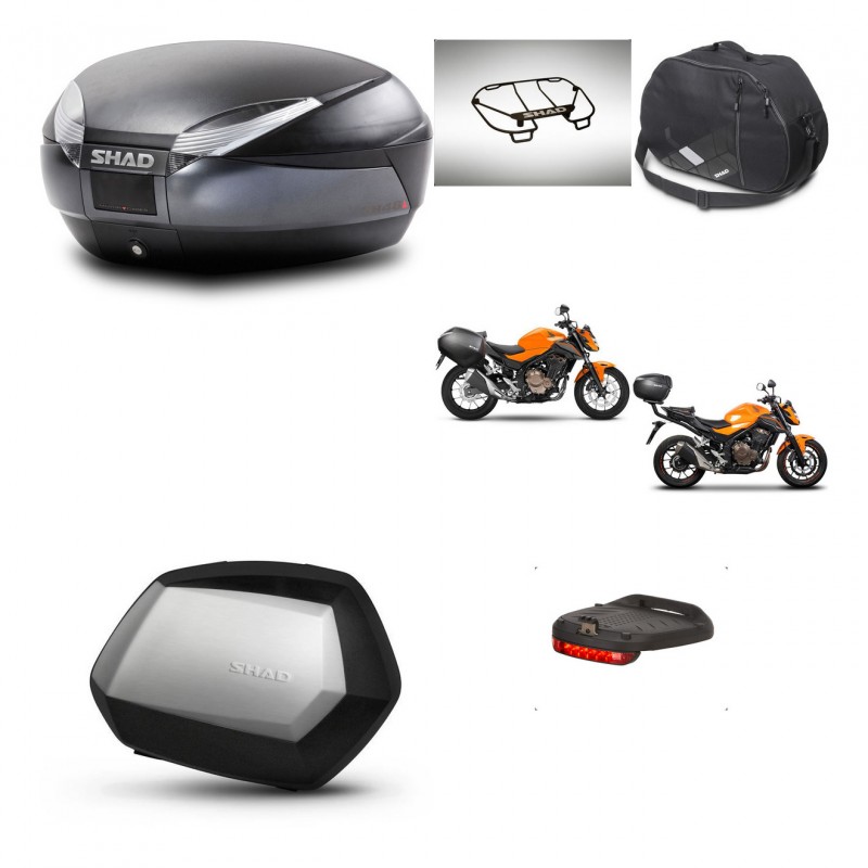 SHAD Maletas SH35 PREMIUM + soporte montaje baul SH48 accesorios DARK GREY KIT-464327