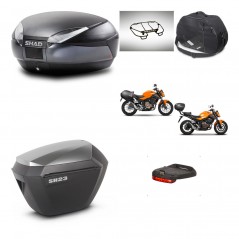 SHAD Maletas sh23 alu + soporte montaje baul SH48 accesorios DARK GREY PREMIUM KIT-464329