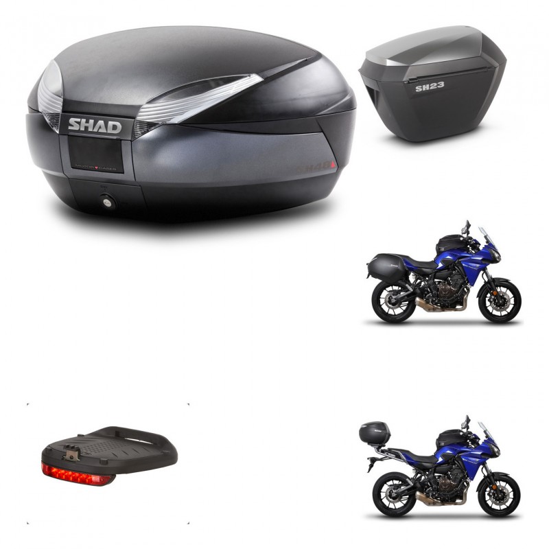 SHAD Maletas sh23 alu + soporte montaje baul SH48 accesorios DARK GREY PREMIUM KIT-464331