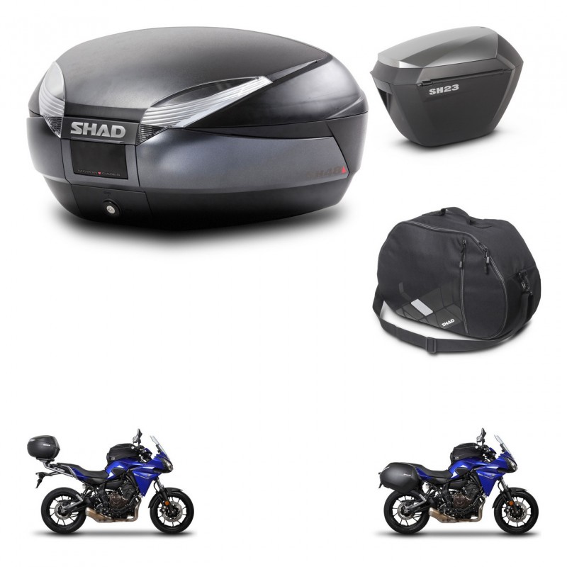SHAD SH23 alu suitcases + mounting bracket SH48 trunk accessories DARK GREY PREMIUM KIT-464332