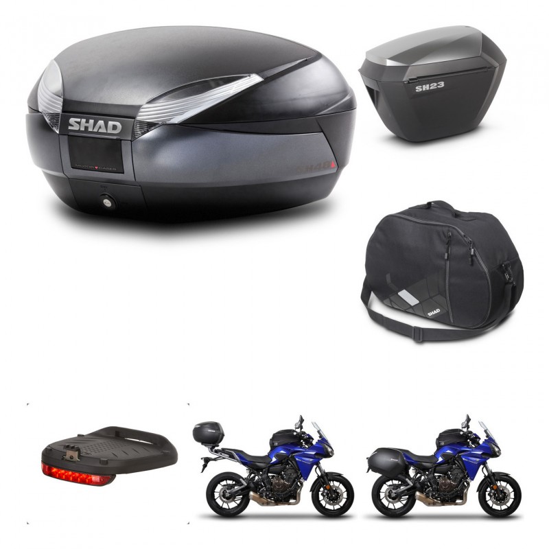 SHAD SH23 alu suitcases + mounting bracket SH48 trunk accessories DARK GREY PREMIUM KIT-464333