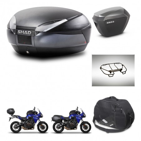 SHAD Maletas sh23 alu + soporte montaje baul SH48 accesorios DARK GREY PREMIUM KIT-464336