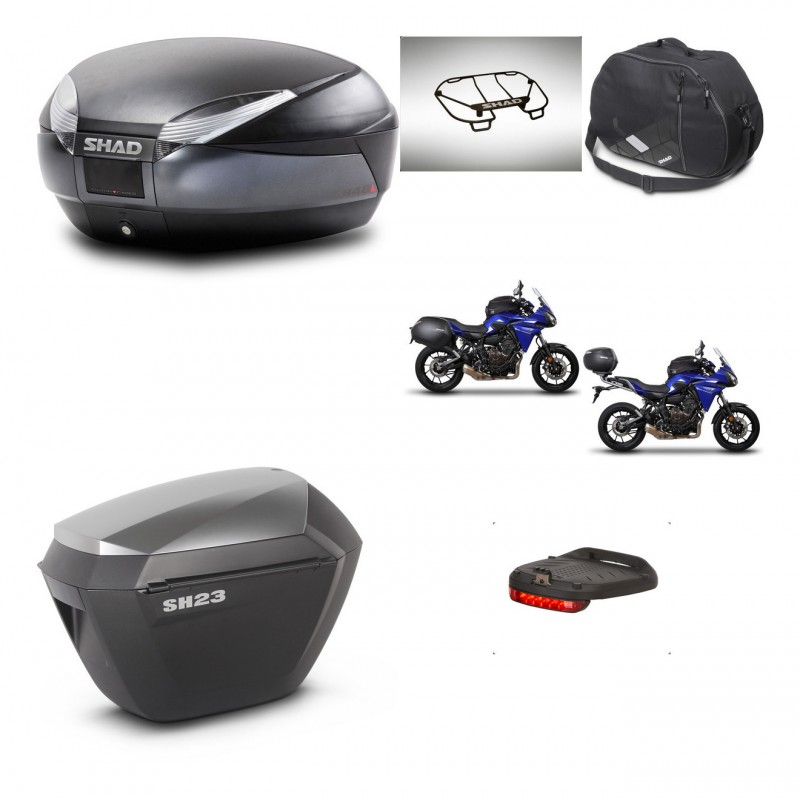 SHAD Maletas sh23 alu + soporte montaje baul SH48 accesorios DARK GREY PREMIUM KIT-464337