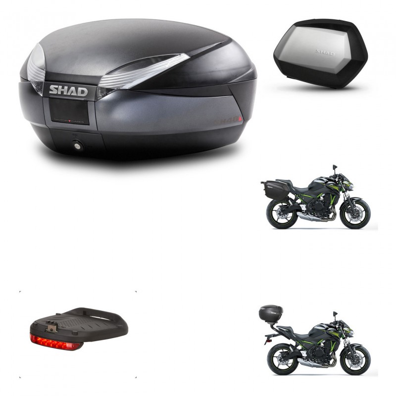 SHAD Maletas SH35 PREMIUM + soporte montaje baul SH48 accesorios DARK GREY KIT-464347