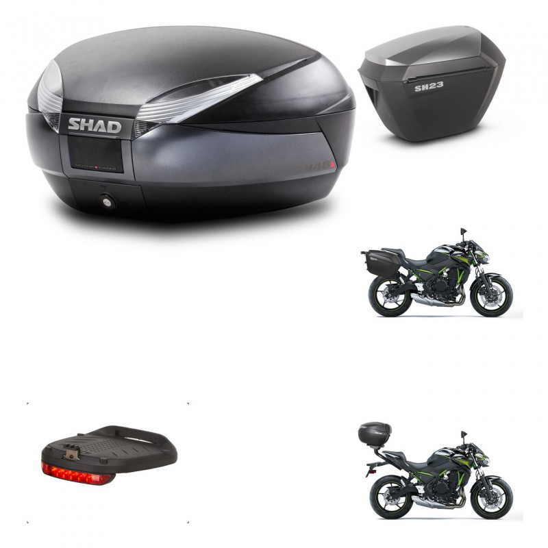 SHAD Maletas sh23 alu + soporte montaje baul SH48 accesorios DARK GREY PREMIUM KIT-464349