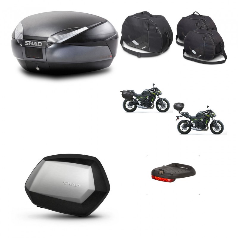 SHAD Maletas SH35 PREMIUM + soporte montaje baul SH48 accesorios DARK GREY KIT-464360