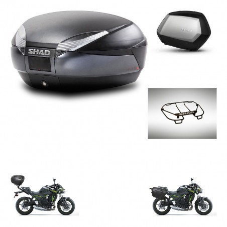 SHAD Maletas SH35 PREMIUM + soporte montaje baul SH48 accesorios DARK GREY KIT-464365