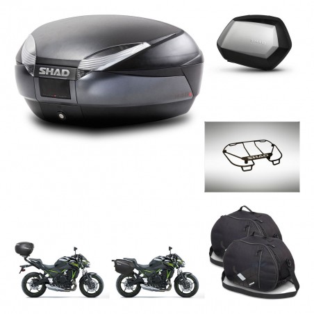 SHAD Maletas SH35 PREMIUM + soporte montaje baul SH48 accesorios DARK GREY KIT-464366