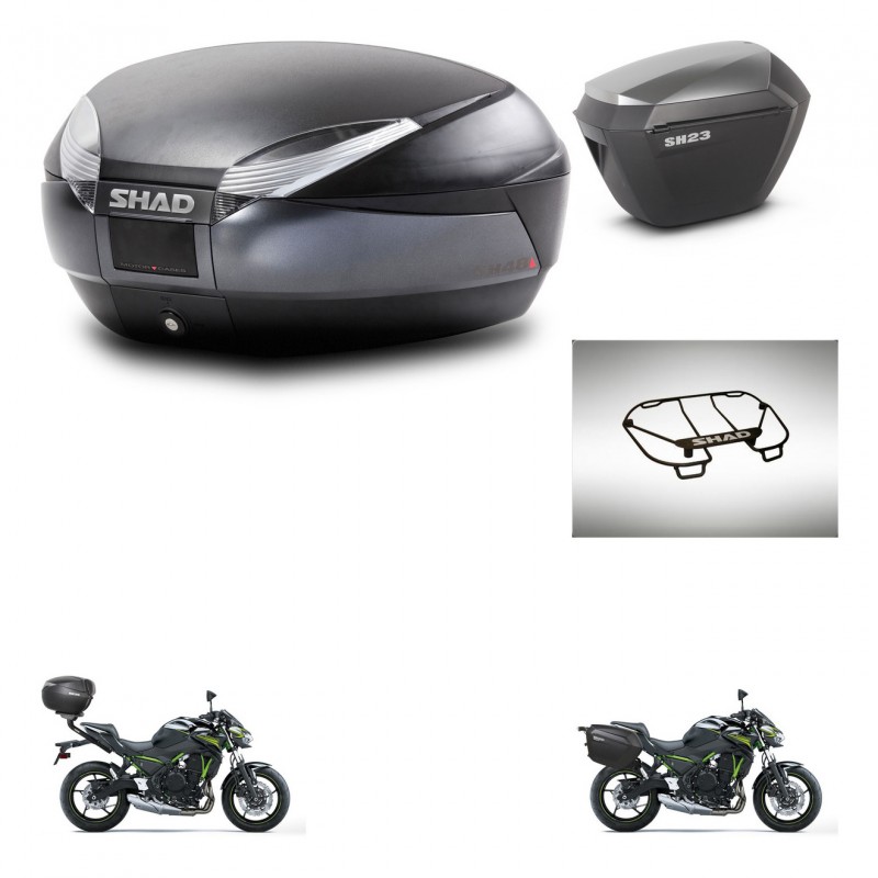 SHAD SH23 alu suitcases + mounting bracket SH48 trunk accessories DARK GREY PREMIUM KIT-464367