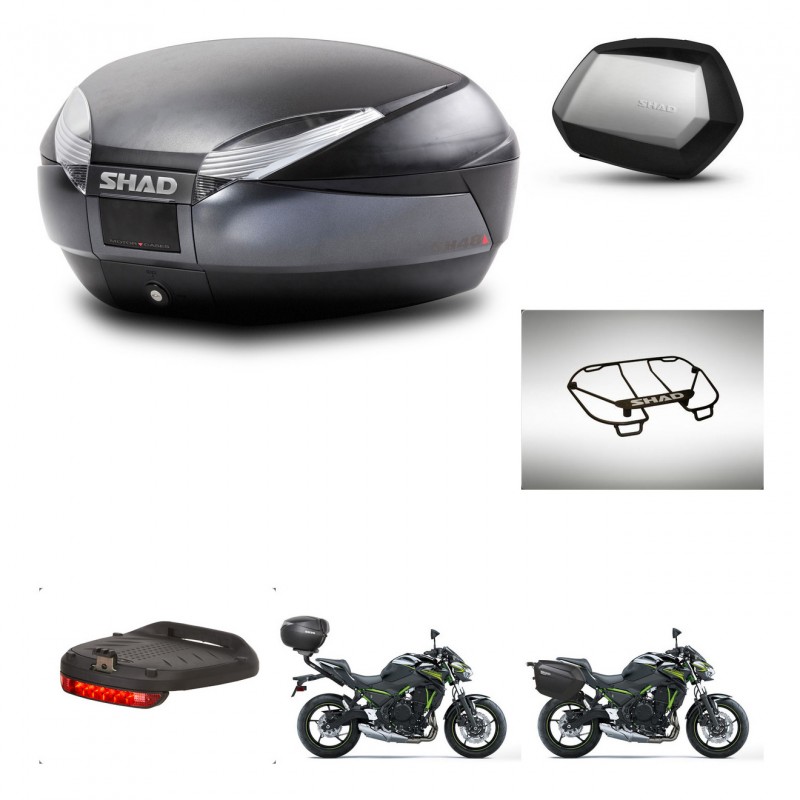 SHAD Maletas SH35 PREMIUM + soporte montaje baul SH48 accesorios DARK GREY KIT-464371