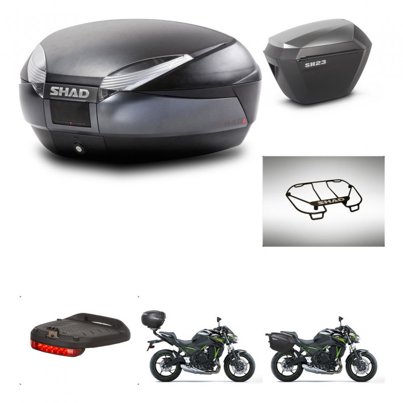 SHAD Maletas sh23 alu + soporte montaje baul SH48 accesorios DARK GREY PREMIUM KIT-464373
