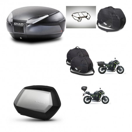 SHAD Maletas SH35 PREMIUM + soporte montaje baul SH48 accesorios DARK GREY KIT-464378