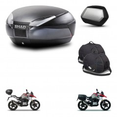 SHAD Maletas SH35 PREMIUM + soporte montaje baul SH48 accesorios DARK GREY KIT-464390