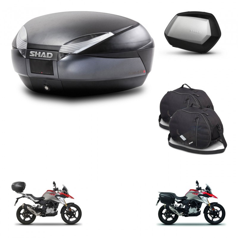 SHAD SH35 PREMIUM suitcases + mounting bracket SH48 trunk accessories DARK GREY KIT-464390