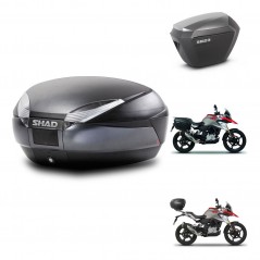 SHAD SH23 alu suitcases + mounting bracket SH48 trunk DARK GREY PREMIUM KIT-464391