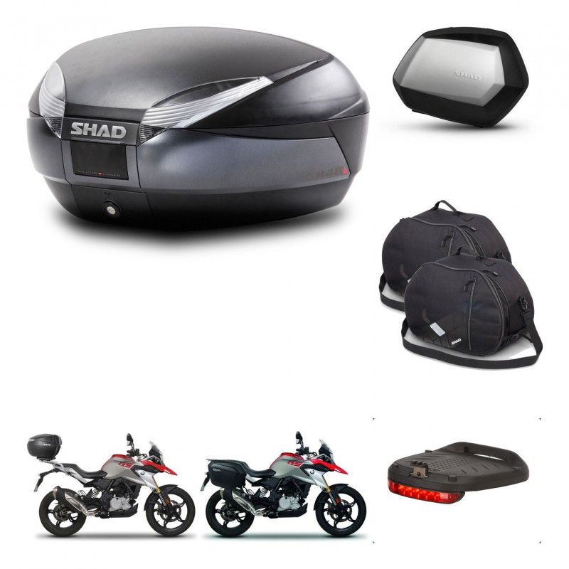 SHAD Maletas SH35 PREMIUM + soporte montaje baul SH48 accesorios DARK GREY KIT-464396