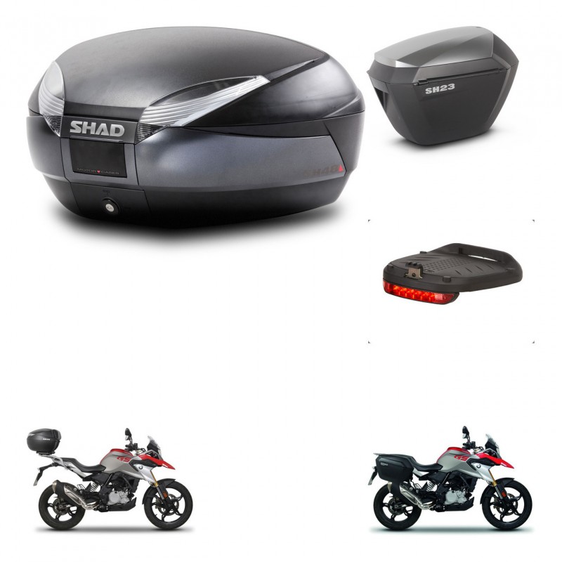 SHAD SH23 alu suitcases + mounting bracket SH48 trunk accessories DARK GREY PREMIUM KIT-464397