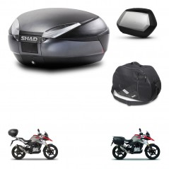 SHAD Maletas SH35 PREMIUM + soporte montaje baul SH48 accesorios DARK GREY KIT-464401