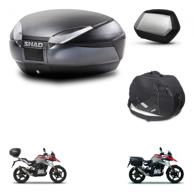 SHAD Maletas SH35 PREMIUM + soporte montaje baul SH48 accesorios DARK GREY KIT-464401