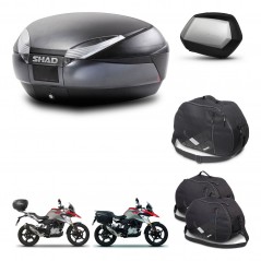 SHAD Maletas SH35 PREMIUM + soporte montaje baul SH48 accesorios DARK GREY KIT-464402