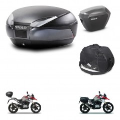 SHAD SH23 alu suitcases + mounting bracket SH48 trunk accessories DARK GREY PREMIUM KIT-464403