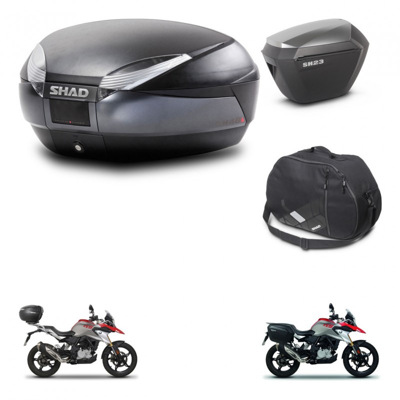 SHAD Maletas sh23 alu + soporte montaje baul SH48 accesorios DARK GREY PREMIUM KIT-464403