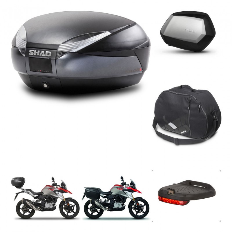 SHAD Maletas SH35 PREMIUM + soporte montaje baul SH48 accesorios DARK GREY KIT-464407
