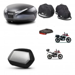 SHAD Maletas SH35 PREMIUM + soporte montaje baul SH48 accesorios DARK GREY KIT-464408