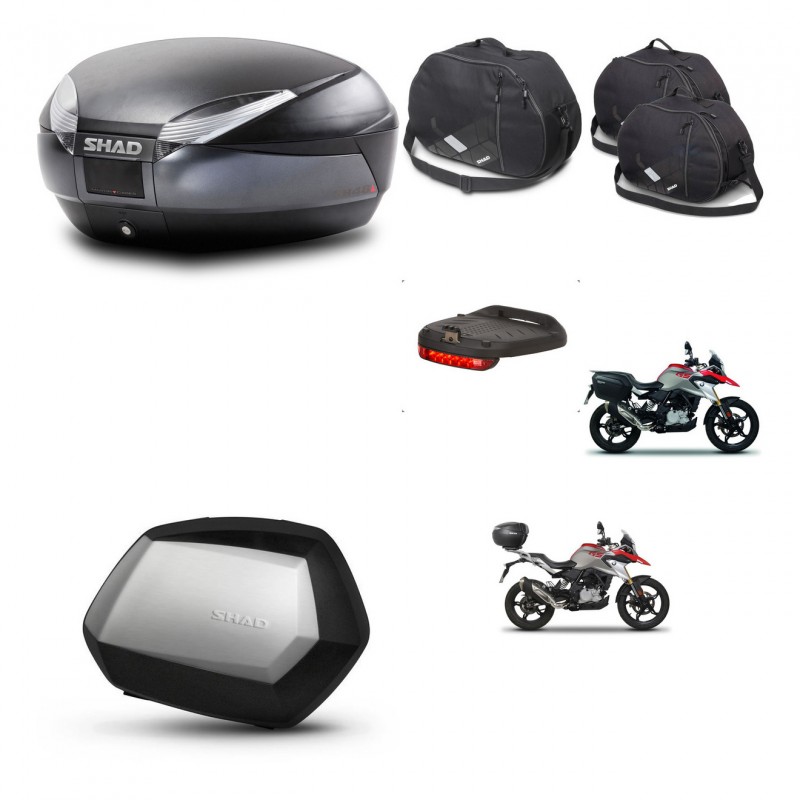 SHAD Maletas SH35 PREMIUM + soporte montaje baul SH48 accesorios DARK GREY KIT-464408