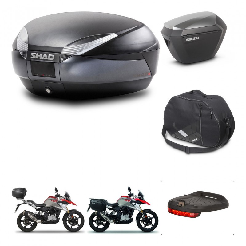 SHAD Maletas sh23 alu + soporte montaje baul SH48 accesorios DARK GREY PREMIUM KIT-464409