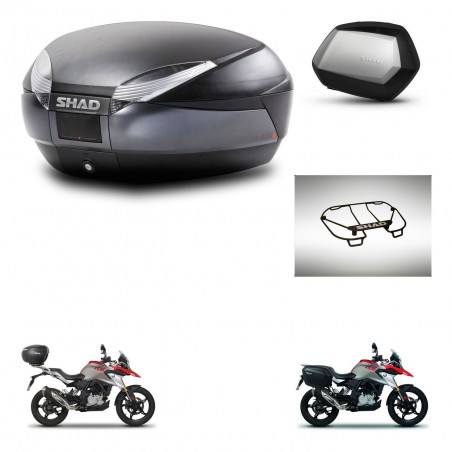 SHAD Maletas SH35 PREMIUM + soporte montaje baul SH48 accesorios DARK GREY KIT-464413