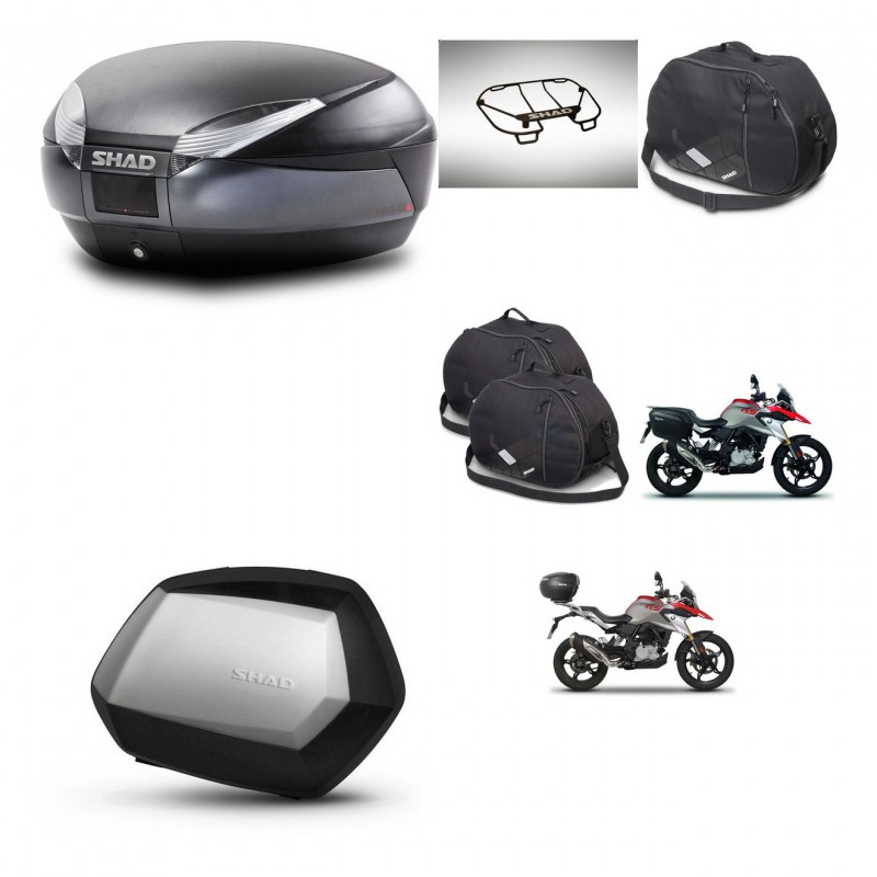 SHAD SH35 PREMIUM suitcases + mounting bracket SH48 trunk accessories DARK GREY KIT-464426