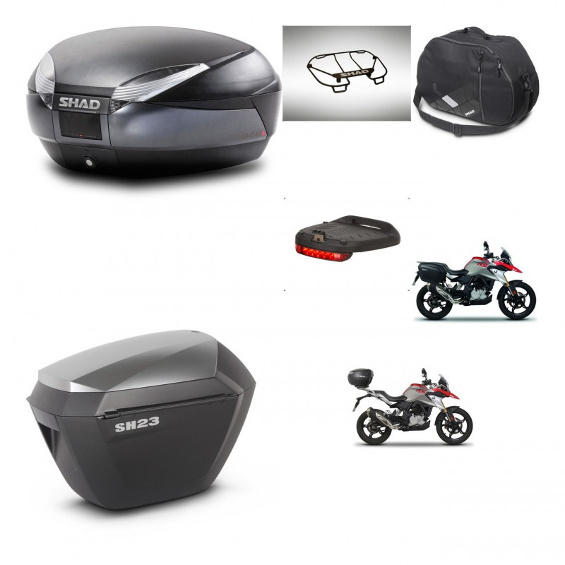 SHAD SH23 alu suitcases + mounting bracket SH48 trunk accessories DARK GREY PREMIUM KIT-464433