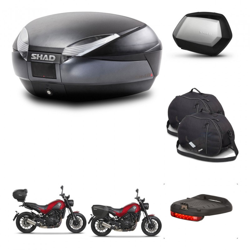 SHAD Maletas SH35 PREMIUM + soporte montaje baul SH48 accesorios DARK GREY KIT-464444