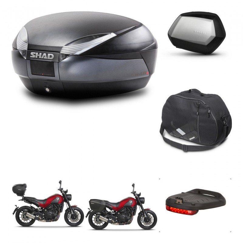 SHAD Maletas SH35 PREMIUM + soporte montaje baul SH48 accesorios DARK GREY KIT-464455