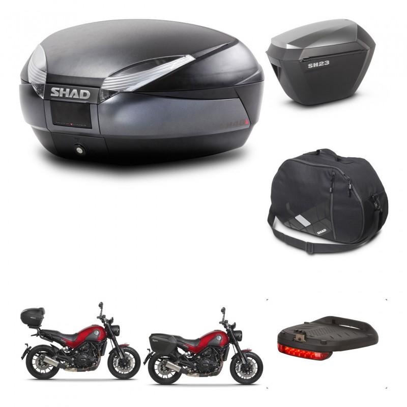 SHAD Maletas sh23 alu + soporte montaje baul SH48 accesorios DARK GREY PREMIUM KIT-464457
