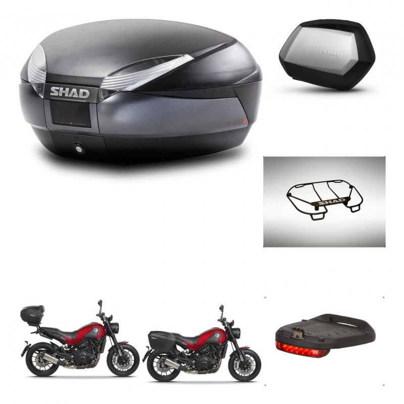 SHAD Maletas SH35 PREMIUM + soporte montaje baul SH48 accesorios DARK GREY KIT-464467