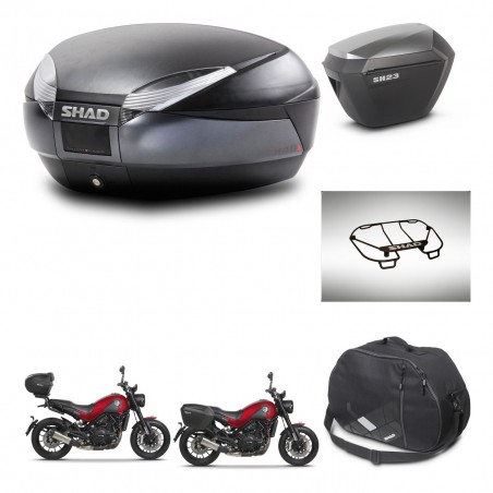 SHAD Maletas sh23 alu + soporte montaje baul SH48 accesorios DARK GREY PREMIUM KIT-464475