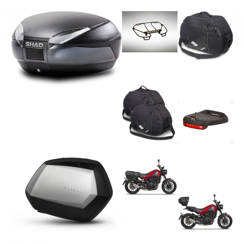 SHAD Maletas SH35 PREMIUM + soporte montaje baul SH48 accesorios DARK GREY KIT-464480